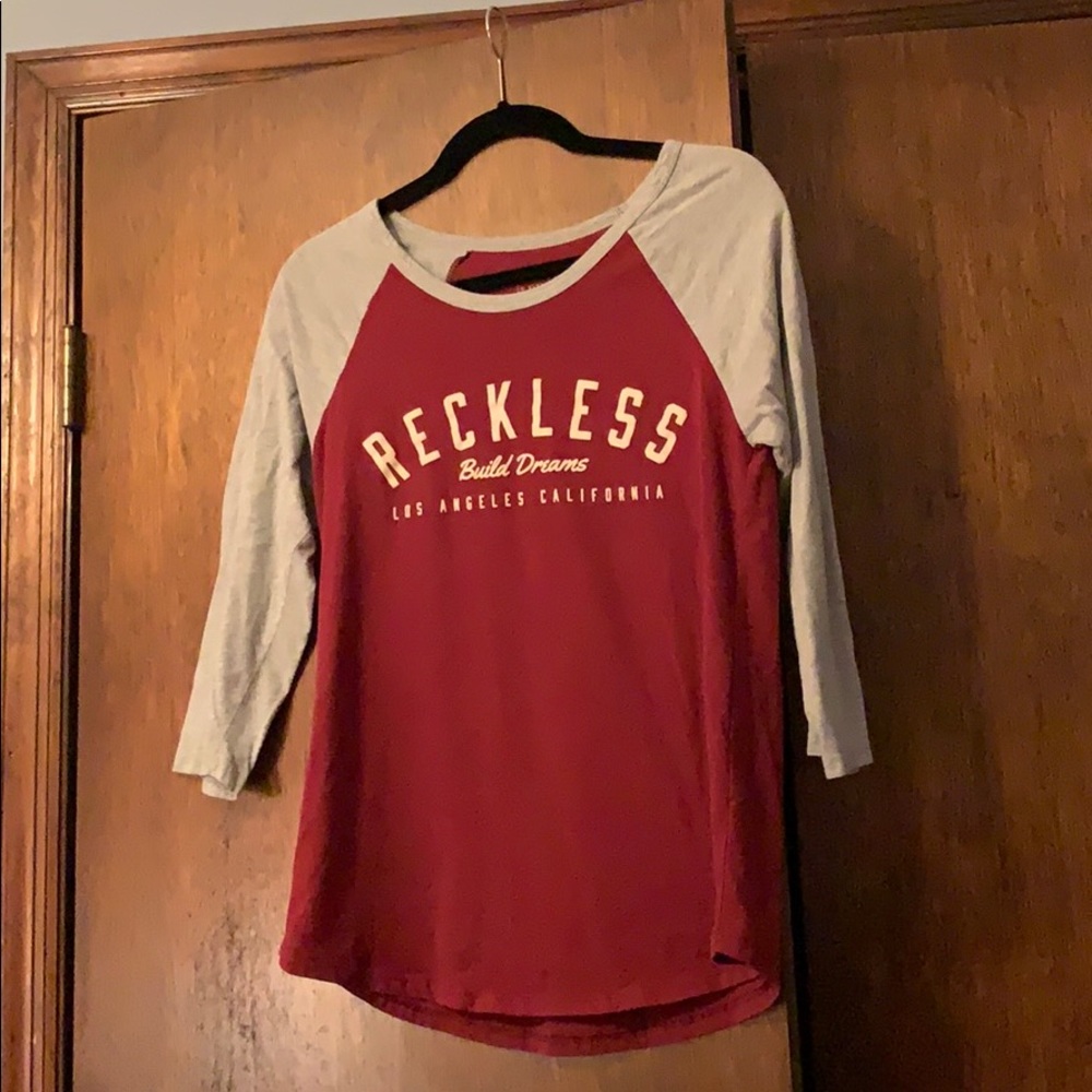 PACSUN Red Reckless Skater 3/4 Sleeve Tee